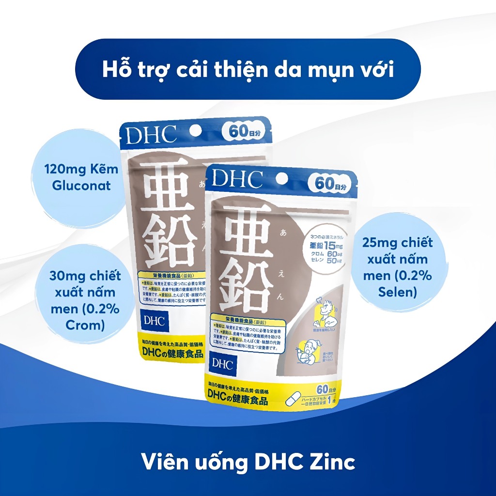 Viên uống kẽm DHC Zinc Nhật Bản 60 ngày SP000943