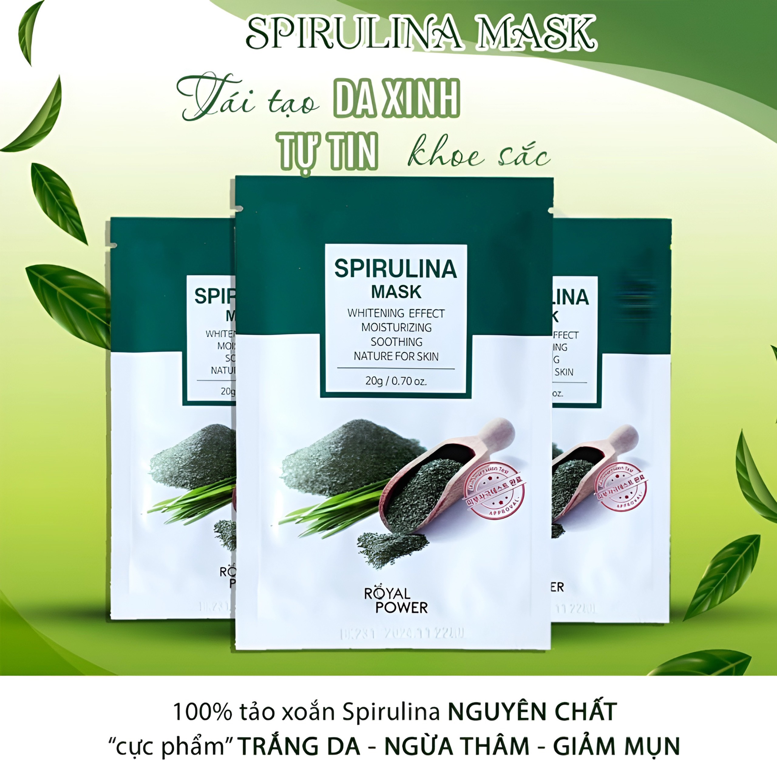 Mặt nạ tảo Spirurina hộp 10 miếng